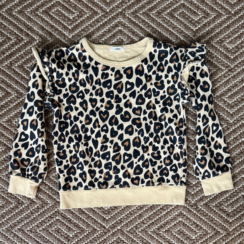 Crewcuts Animal Print Sweatshirt With Ruffles
